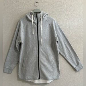 Feature Boutique Long Light Grey Raglan Sleeve Cotton Blend Hoodie